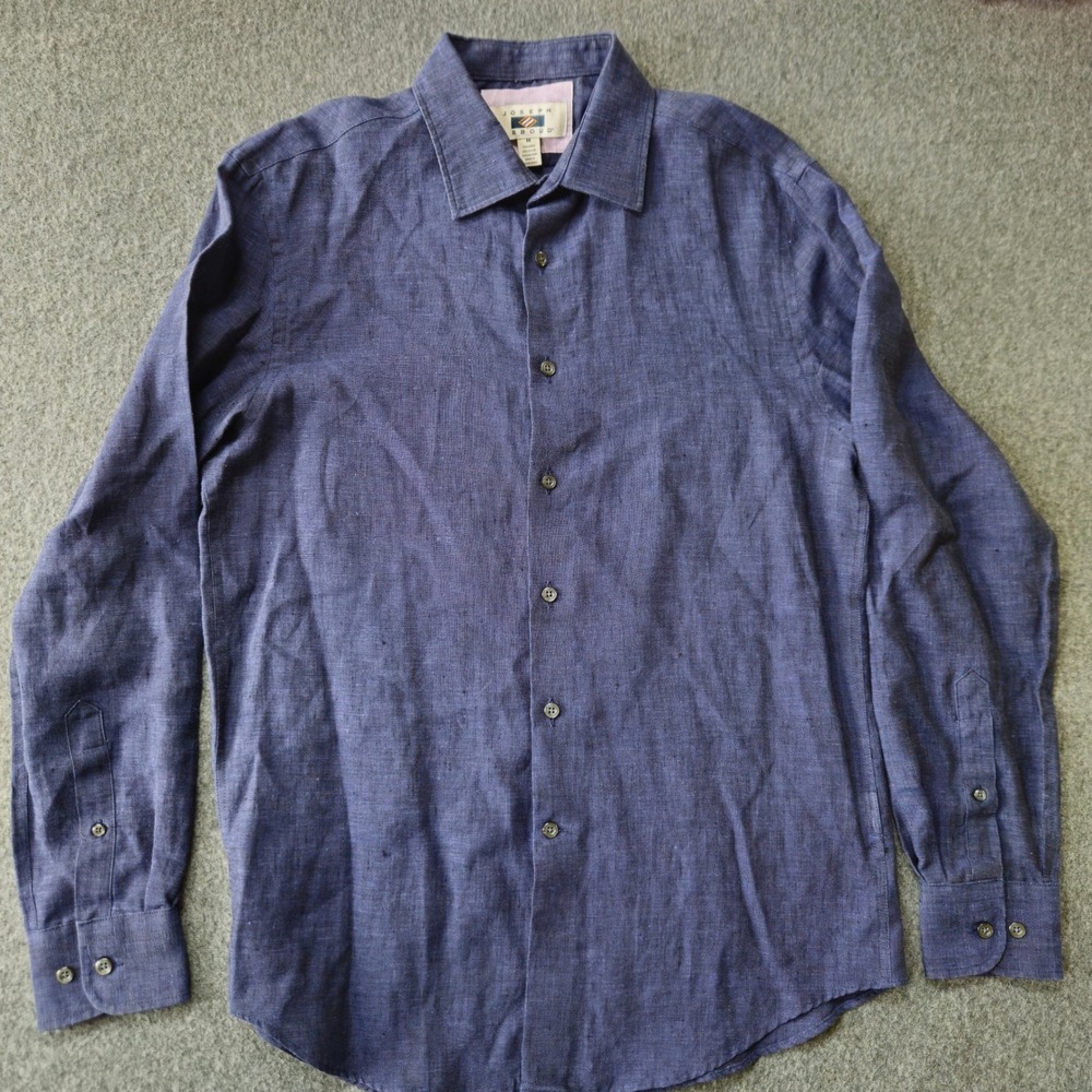Joseph Abboud Navy Blue Linen Shirt Long Sleeve Button Down EUC Preppy M